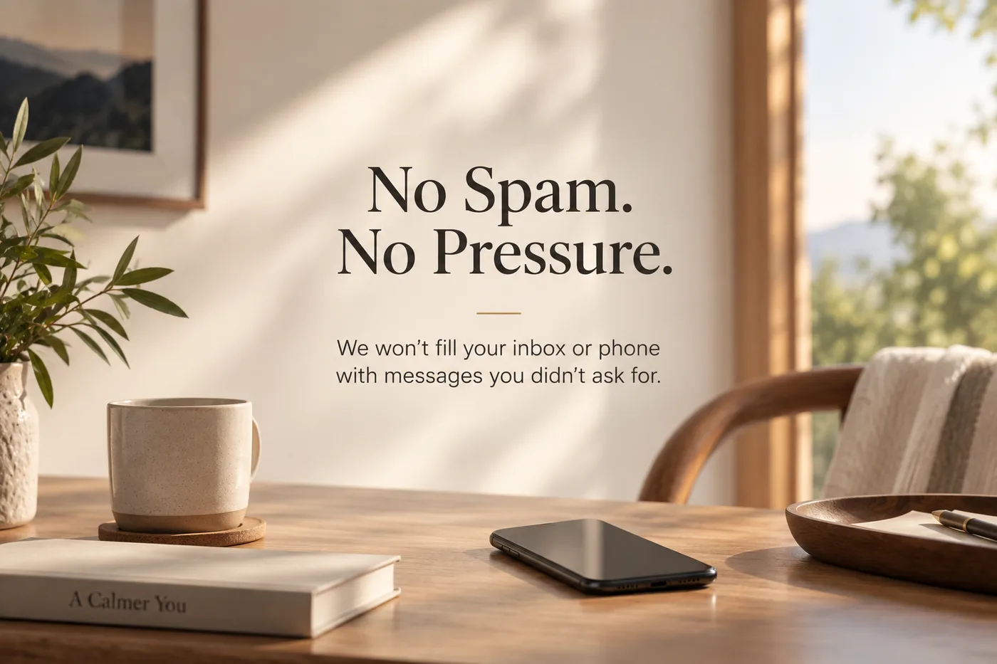 No Spam. No Pressure. We won’t fill your inbox or phone with messages you didn’t ask for.